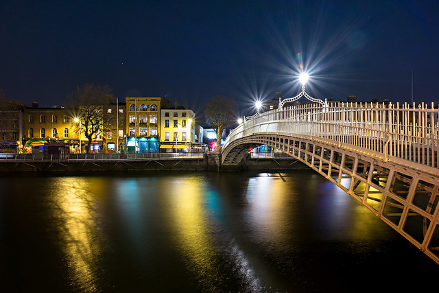 Dublin, Half Penny Bridge at Night
