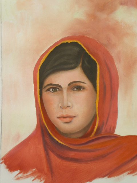 Malala Nobel Pace ritratto a olio