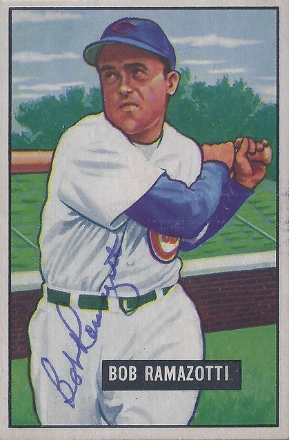 1951 Bowman - Bob Ramazotti / Ramazzotti #247 (Second Baseman) (b. 16 Jan 1917 - d. 15 Feb 2000 at age 83) - Autographed Baseball Card (Chicago Cubs)