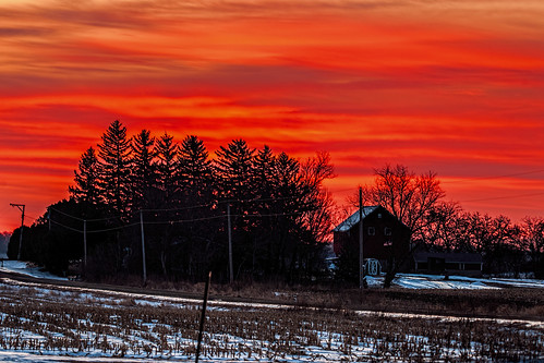 winter snow rio wisconsin rural sunrise unitedstates farm scenic ©jrj
