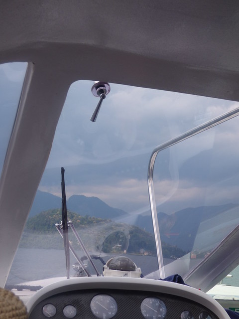 Private boat ride from Cadenabbia to Villa del Balbianello in Lake Como - approaching the villa - drivers view to the villa