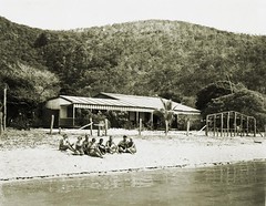 On the beach at Hayman Island off the coast of Queensland, ca. 1940