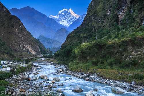 travel nepal mountain color horizontal forest river landscape dawn asia scenic remote annapurnacircuit annapurna himalayas nilgiri tatopani kaligandaki bagmati annapurnaconservationarea nilgirihimal nilgirisouth
