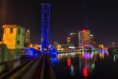 Cass St Rail Bridge and Lights on Tampa