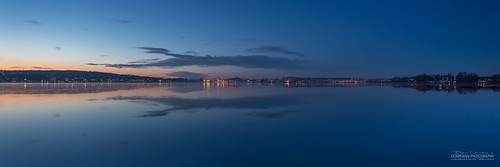Træla Blue Hour by Normann Photography, My hometown Tønsberg in the background and Nøtterøy (Island) to the left from the middle.longexposur