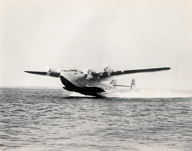 Pan American Boeing 314 Clipper NC18604, taking off, late 1930s