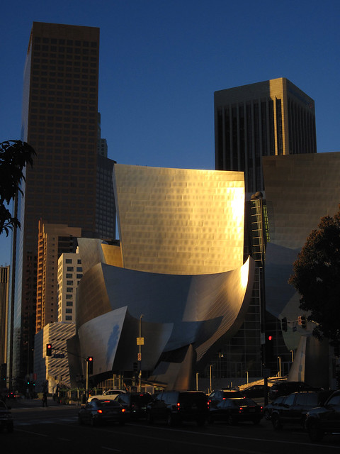 Part of the Walt Disney Concert Hall Dominated by the Early Morning Sun