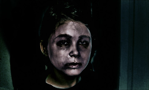 The Child Experiments with Being an Actor in Dramatic, Scary Stage Make-up by Juli Kearns (Idyllopus)