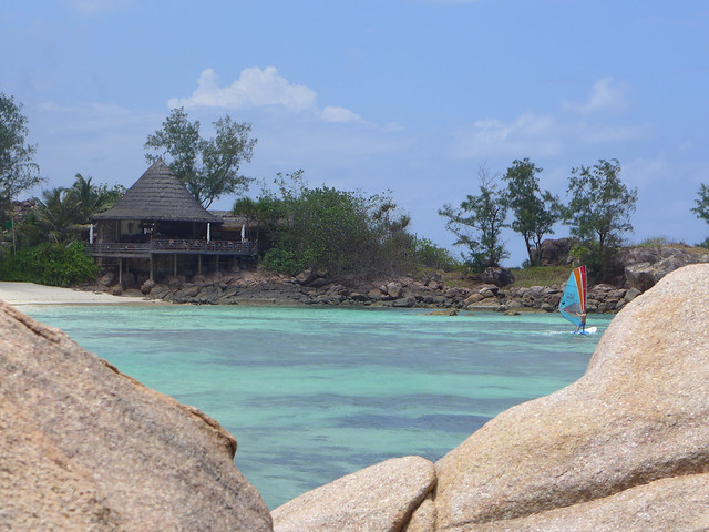 Seychelles-Pralin beach of Lémuria with restaurant BBG