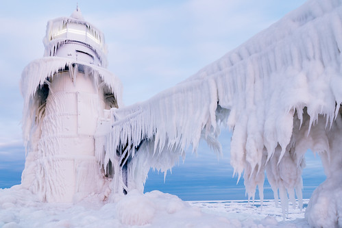 travel winter light sea sky lighthouse white snow cold building ice nature water weather clouds sunrise outdoors pier frozen midwest unitedstates michigan scenic stjoseph landmark structure greatlakes beacon saintjoseph hoth lakelake echobase johncrouch stjosephlighthouse johncrouchphotography extremeice copyright2014johncrouch