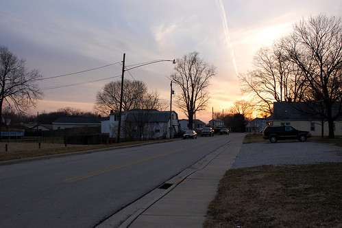 road street houses sunset ohio streets building buildings evening town village dusk structures sunsets villages structure oh roads towns smalltown evenings nightfall franklincounty lockbourne