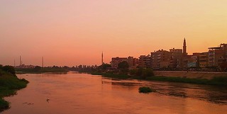 A clear sky at evening on nile river