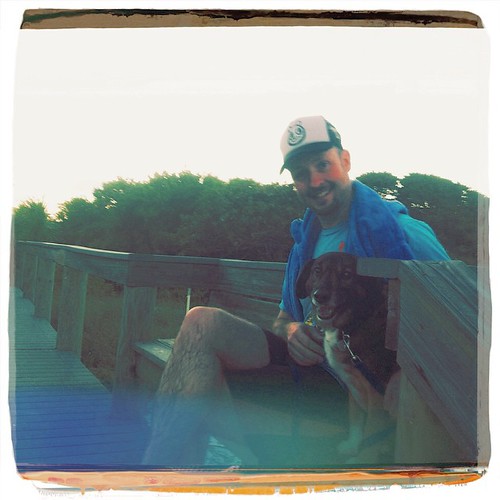 Herbie and Ian hanging out at sunset. #VeroBeach #Hipstamatic #BeachLife #Sunset #Kodama #Burke #Vacation by Andrew P. Forbes, square squareformat iphoneography instagramapp uploaded:by=instagram