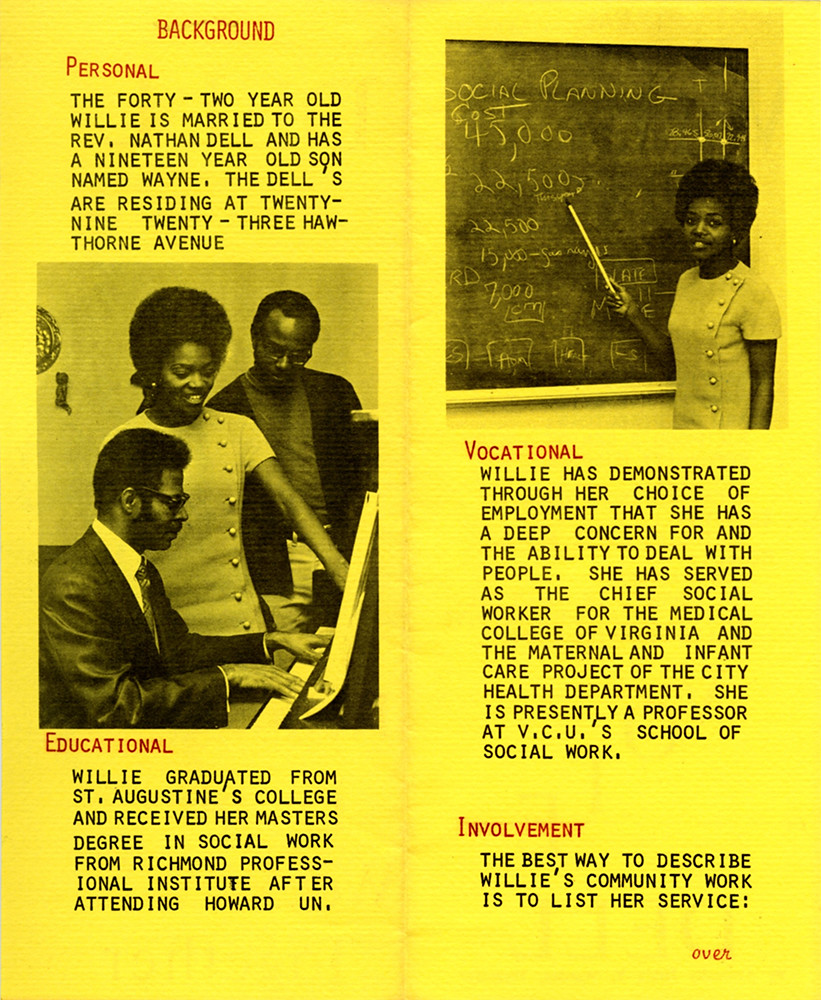 Willie Dell campaign trifold inside | Willie Dell Papers, M … | Flickr