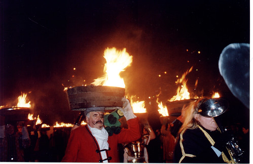 An image of the Allendale Tar Barrels procession from 2001 which marks the start of New Year's Day.