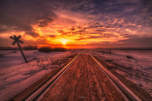 morning winter snow canada beautiful sunrise landscape ian nikon perspective tracks railway wideangle journey rails saskatchewan distance d800 mcgregor yorkton rokeby