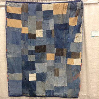 Denim and Corduroy blocks quilt by Flora Moore of Gee's Bend backed with Superman flannel #quiltcon2015 | by gina pina
