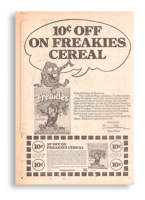 Vintage 70's Ralston Freakies Cereal Newspaper Ad Coupon