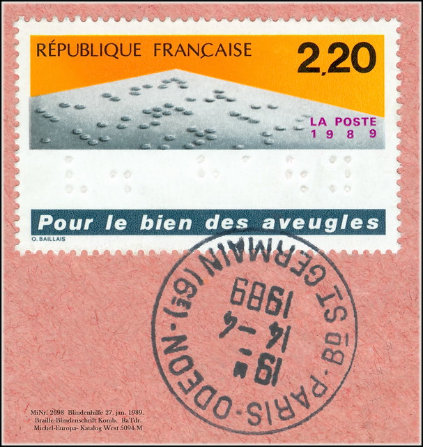MiNr. 2698  Blindenhilfe 27. jan. 1989.  Braille-Blindenschrift Komb.  RaTdr. Michel-Europa- Katalog West 5094 M