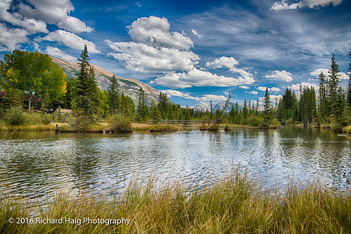 trees lake landscape nikonafsnikkor2412014ged fence gitzotripod alberta mountains sky canada richhaig water nikond800 clouds canmore cans2s banffnationalpark