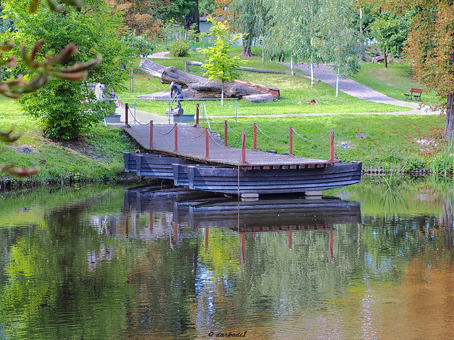 Fragment of the reconstructed pontoon bridge, built in Kozienice for the 600th anniversary of the Battle of Grunwald