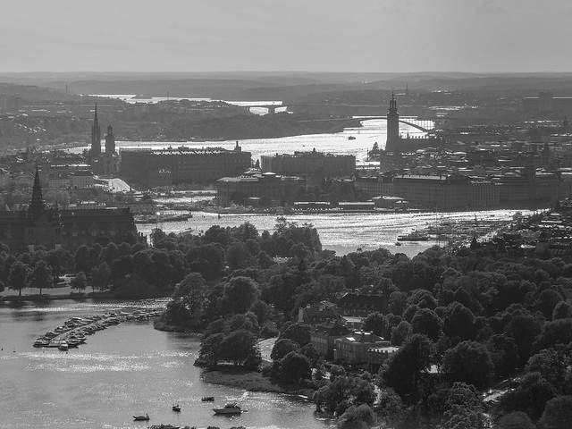 Stockholm view from Kaknästornet - B+W