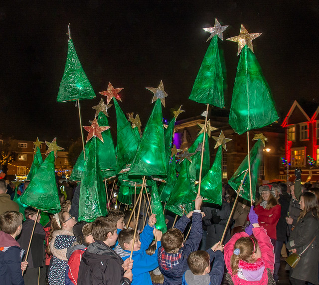 Children flourish their creations for the 2014 Lanterns for Salisbury parade