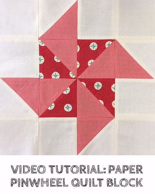 Paper #pinwheel #quilt block. You'll find the video #tutorial on my blog. #sewing #craft #quilting #HST #halfsquaretriangles