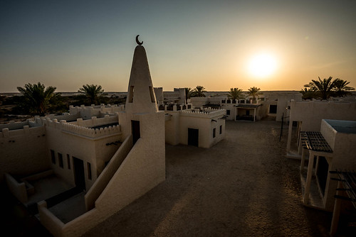 sunset home buildings village desert middleeast mosque filmset qatar wintervacation filmcity zekreet qatarliving december2014