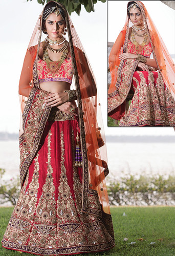 Red Raw Silk Royal Bridal Lehenga Choli with Dupatta | by SareeGalaxy World