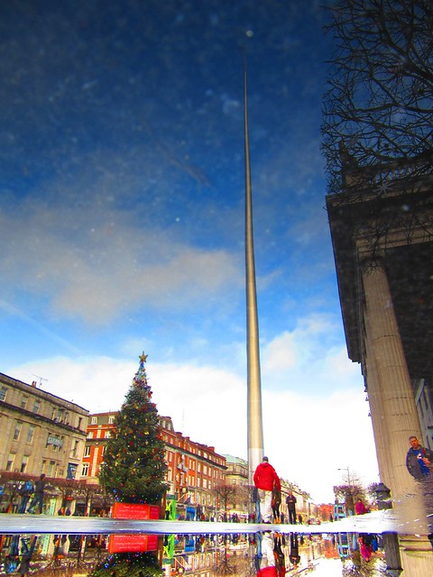 A Reflective New Year in the City Centre of Dublin Ireland