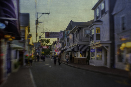 street people vintage twilight cityscape dusk provincetown capecod massachusetts streetview citystreet