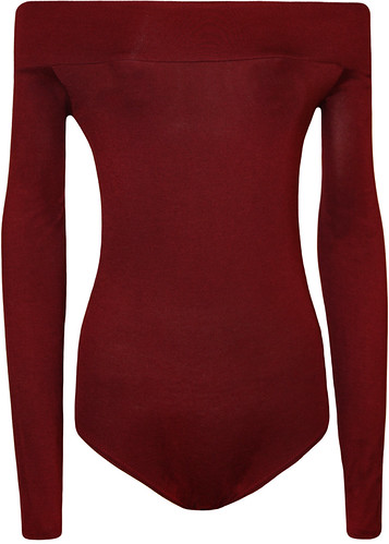 Plus Size Off Shoulder Long Sleeve Bodysuit Leotard | by wearalldotcom