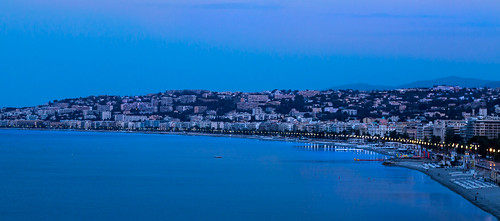 france blue beach ocean bluehour bulldings water morning city cityscape twilight shoreline dawn nice