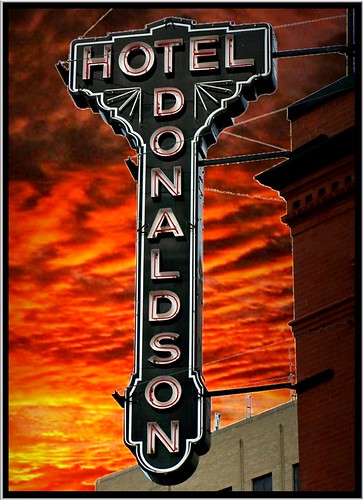 sunset sky building sign architecture clouds sunrise hotel downtown neon mosaic lodging mason broadway style historic lodge masonic northdakota nd historical dining fraternal romanesque fargo freemason reuse adaptive donaldson nrhp casscounty onasill