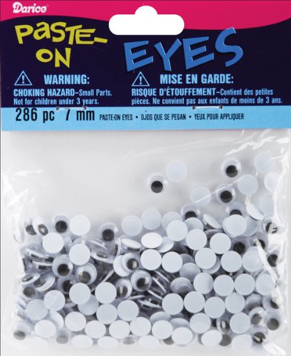 Paste On Eyes - Black - Round - 7mm - 286 pieces