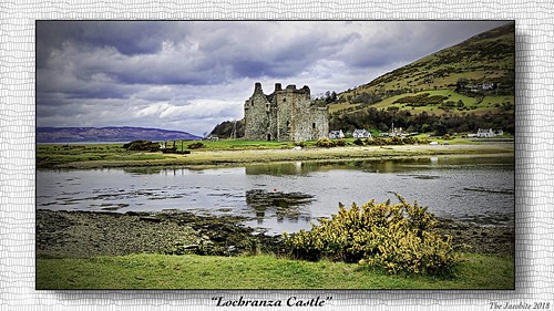 scotland canon castle arran gorse historical sea loch shore island cloud reflection