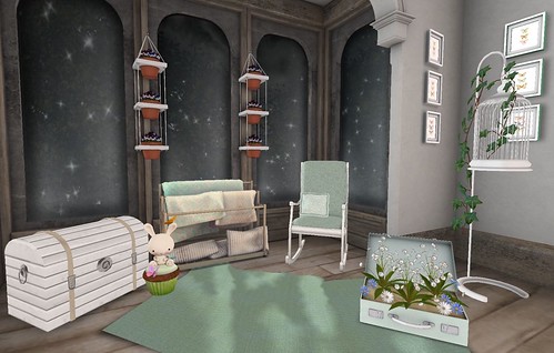Finishing Touches | Floral Mint Collection Rocking Chair | by Hidden Gems in Second Life (Interior Designer)