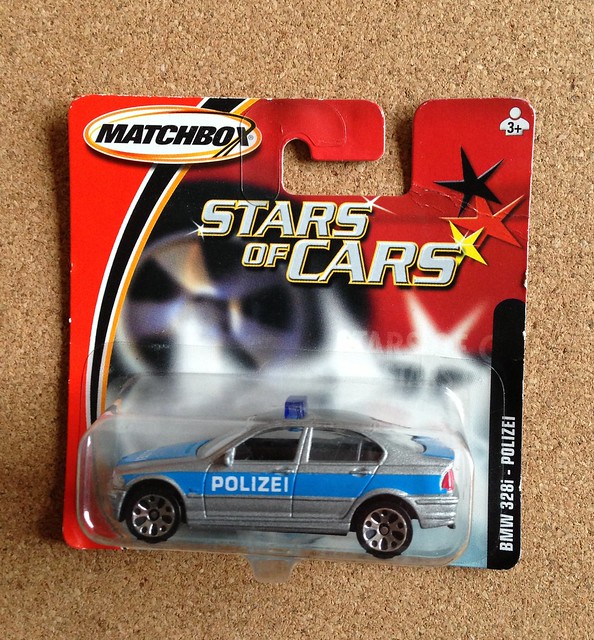 Matchbox Stars Of Cars Series - Die Cast Scale Model Miniature Vehicle - BMW 328i Polizei German Police Car