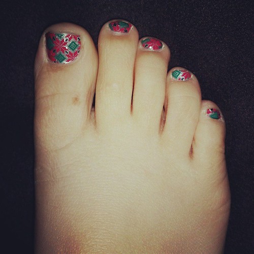 My two week old pedicure using #poinsettajn I love this na… | Flickr