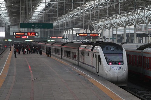 NDJ3 locomotive ready to lead a train out of Beijing North railway station