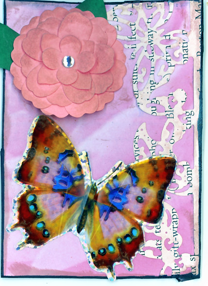 3 Elements Butterfly, book page, Pink
