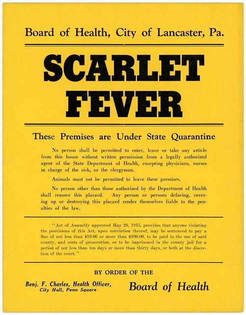 Scarlet Fever Quarantine Placard, Lancaster, Pa.