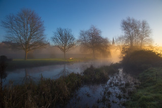 A misty morning sunrise in Malmesbury