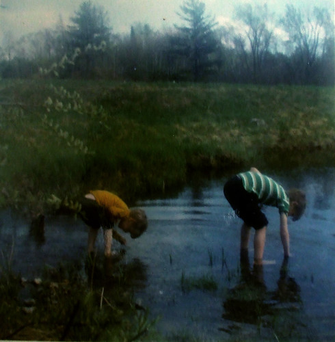 with Steve, exploring pond, 1971