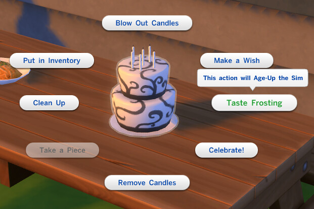 Birthday cake options - Sims 4