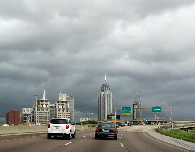 Downtown Mobile before the storm