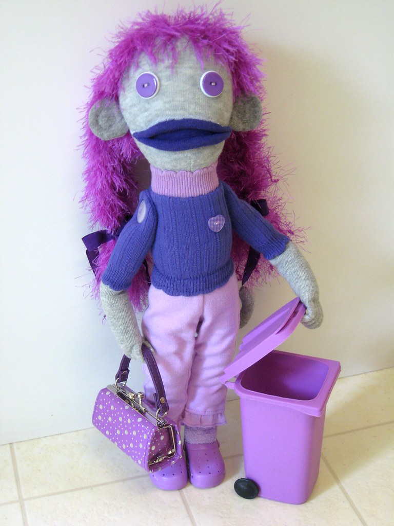 Sock Monkey Violet the Cockney Cleaning Girl