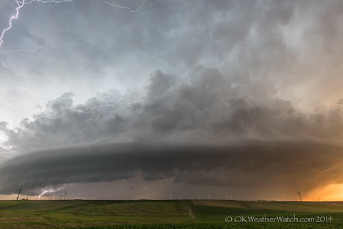 Elgin, Nebraska Supercell by OKWeatherWatch, sunset lightning supercell