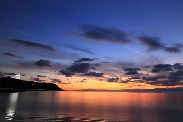 after the sunset in Katase Enoshima beach.